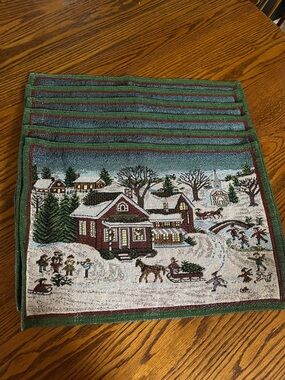 Holiday Winter Village Tapestry Placemat Set